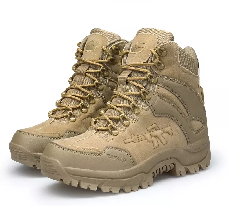 Sepatu bot militer untuk pria, sepatu bot semata kaki luar ruangan bahan kulit asli, sepatu bot taktis tempur, sepatu tentara, sepatu kasual kerja