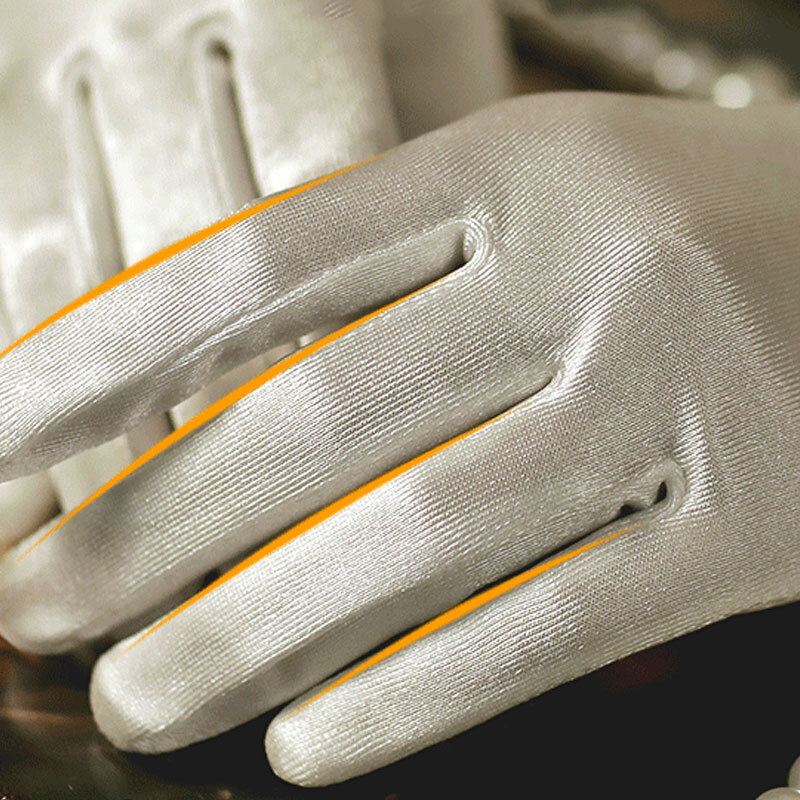 1 Paar einfarbige Hochzeit Braut Satin kurze Handschuhe volle Finger Elastizität Spandex Handschuhe weiche Etikette Leistungen Handschuhe