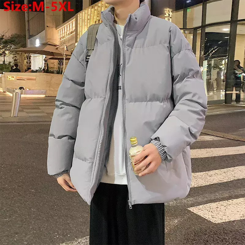 2024 Heren Stevige Parka 'S Winter Dikker Warm Jasje Man Opstaande Kraag Losse Oversized Parka 'S Mode Streetwear Voor Heren Kleding