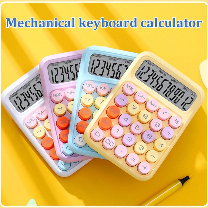 Kalkulator tombol mekanis portabel, alat tulis Desktop mudah digunakan untuk kantor sekolah rumah Vintage