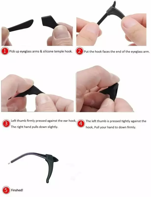 20Pcs Silicone Anti-Slip Oor Haken Houder Voor Bril Zwart/Transparante Elastische Brillen Retainer Houders Eyewear Accessoires