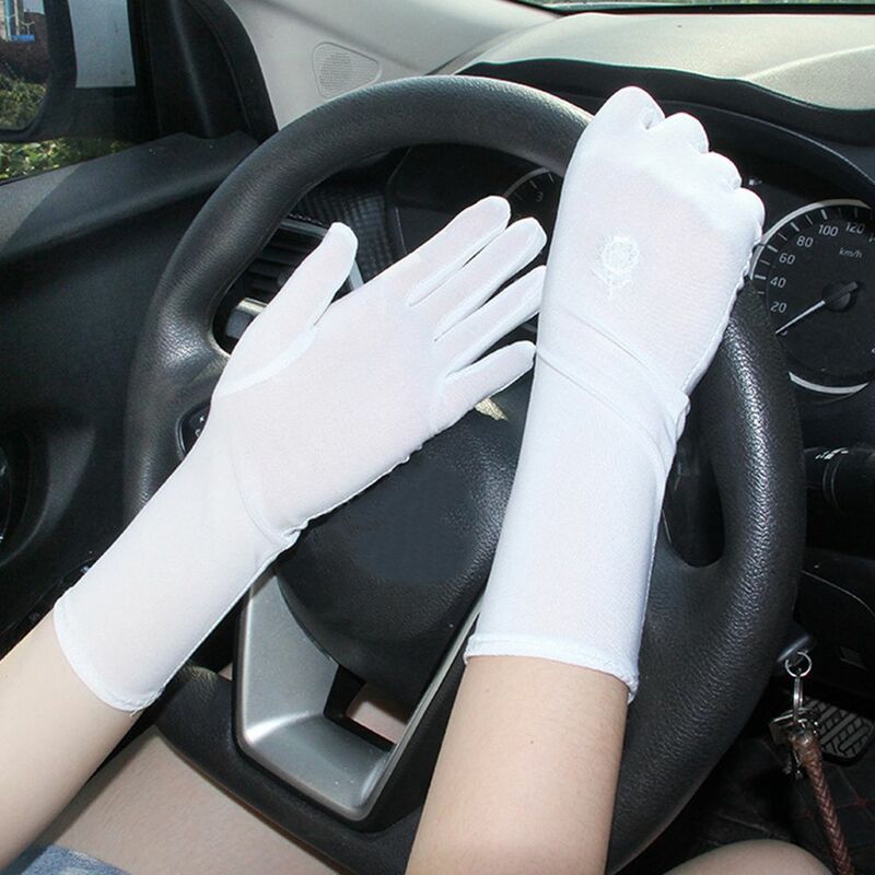 Women Slip Resistant Thin Anti UV Driving Gloves Sunscreen Gloves Etiquette Gloves