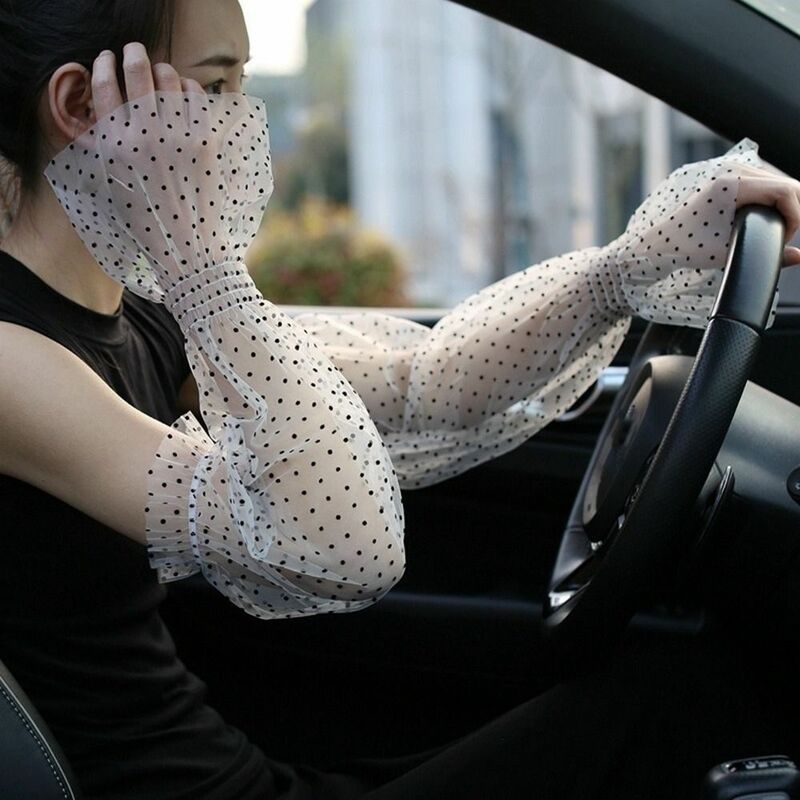 Новинка, летние кружевные солнцезащитные рукава для женщин, сетчатые волнистые тонкие дышащие свободные перчатки с длинным рукавом и УФ-защитой