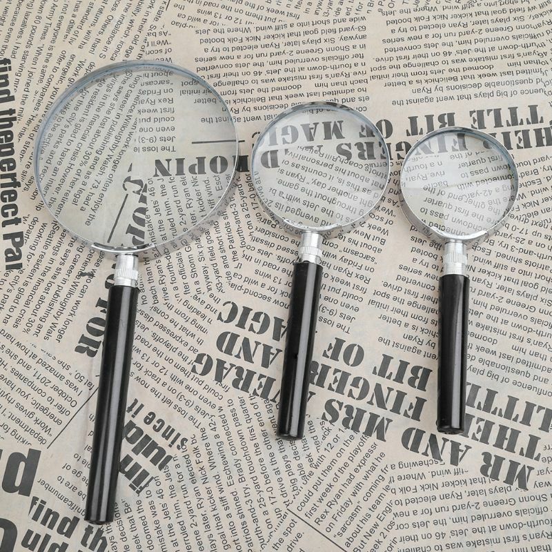 3 Sizes Glass 5X Portable Magnifier Metal & Plastic for Reading Hobby 94PD