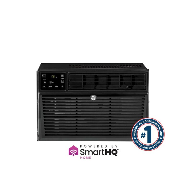 GE electrodomésticos 8.000 BTU 115-Volt Smart Window aire acondicionado con mando a distancia, AEN08LZ, negro
