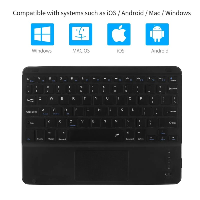 Teclado inalámbrico con Bluetooth para oficina, teclado Universal para juegos con panel táctil, tableta, Android, Windows, iPad, teléfono, 10 pulgadas
