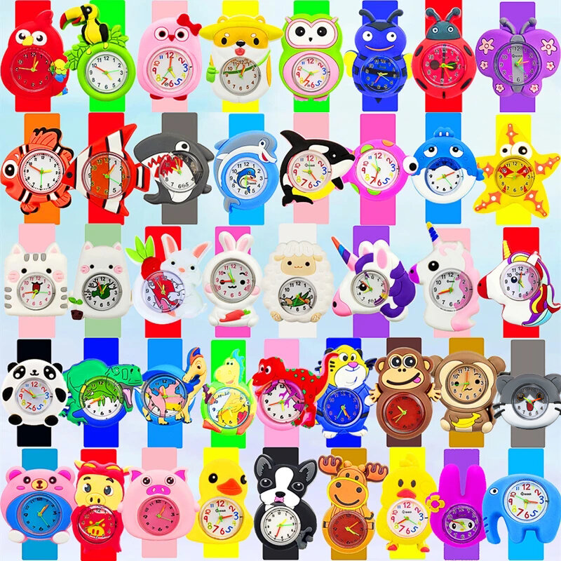 Relógios de pulso digitais infantis, desenhos animados 3D bonitos, tapa animal, meninos, meninas, presentes, crianças, relógios de pulso de quartzo, 48 estilos