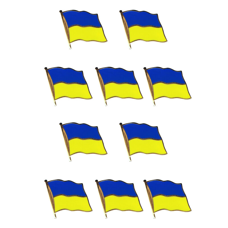 Broche de bandera de Ucrania galvanizado para hombre y mujer, Pin de esmalte dorado, insignia, mochila, sombrero, Collar, bolso de escuela, decoración, 10 piezas