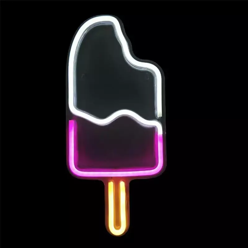 Ice Cream LED ปากการูปหัวใจแสงหลอดนีออนสำหรับเด็กบาร์ห้องนอน Home Party ตกแต่งผนังนีออนโคมไฟคริสต์มาสขอ...
