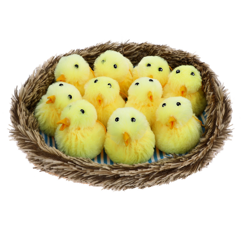 Chicken Plush Chicks Stuffed Stuffed Toy Yellow Chick Birds Decoration with Nest for Christmas Home Decoration ( 1Nest,