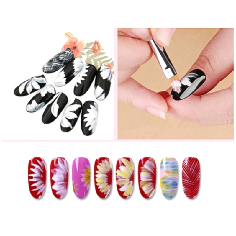 Pincel de Arte de uñas de flores, pintura de uñas, bolígrafo de dibujo de larga duración para el hogar, manicura DIY