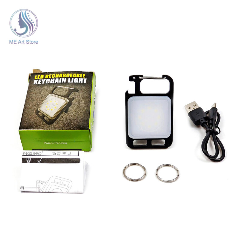 Mini led chaveiro luz mutifuction portátil usb recarregável luz de trabalho com saca-rolhas para acampamento ao ar livre pesca escalada