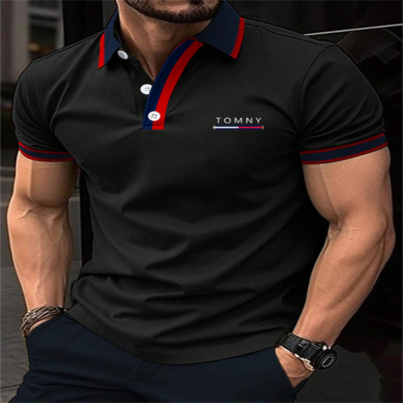 メンズ通気性ラペル半袖ポロシャツ,シンプルで用途の広いストリートウェア,ビジネスとレジャー,サマーファッションブティック