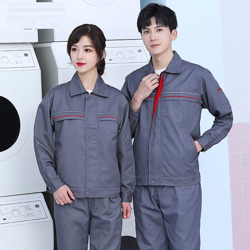 Рабочий комплект одежды для мужчин, однотонная Светоотражающая полоса, защитная Рабочая Униформа для авторемонта, Рабочие Комбинезоны для мастерской