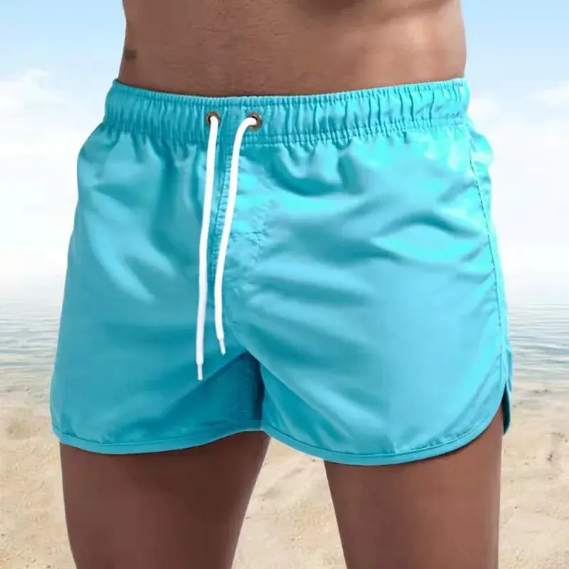 Шорты мужские пляжные быстросохнущие, модные пикантные плавки для спортзала, брендовые Короткие штаны для серфинга, летние