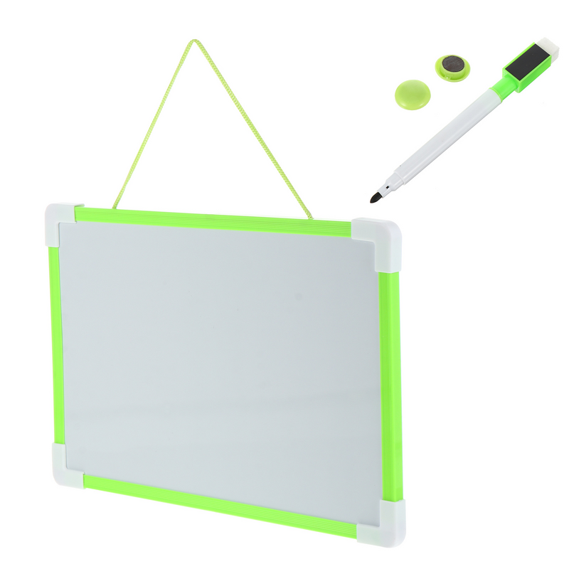 Small Dry Erase Whiteboard com Marcador, Quadro suspenso, Portátil Mini Dupla Face Branco