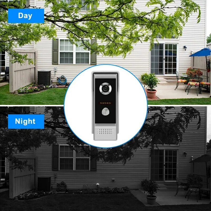 7 inci interkom Video berkabel dengan bel pintu kamera kedap air apartemen perlindungan keamanan perumahan pribadi mendukung Unlock Mon
