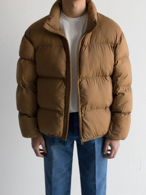 겨울용 남성 코튼 패딩 재킷, 따뜻하고 두꺼운 코튼 패딩 재킷, 한국 패션, 넉넉한 코튼 패딩 재킷