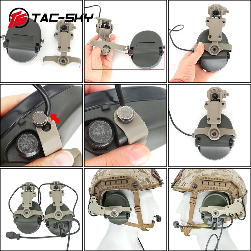 TS TAC-SKY-Adaptador de riel de arco para casco táctico, soporte para auriculares, Sordin, serie SORDIN, BK