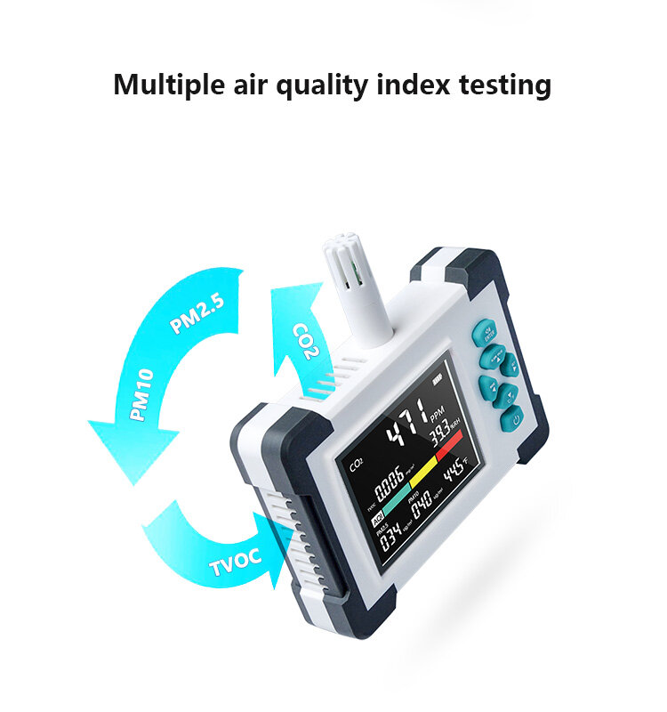 Draagbare Multi Gas Outdoor Analyzer Handheld Luchtkwaliteitsdetector Luchtverontreinigingsmonitor
