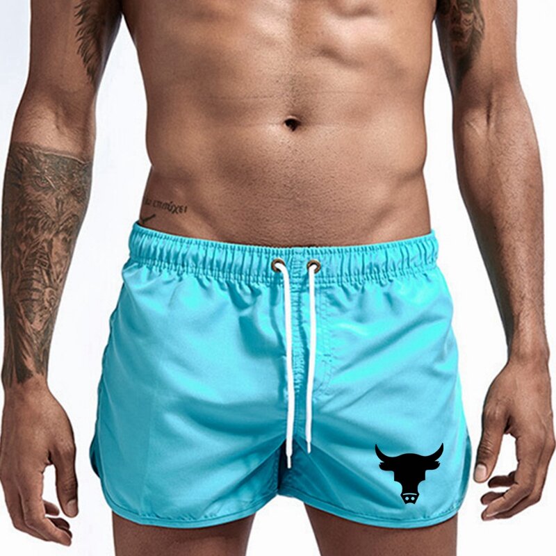 Pakaian renang pria, celana pendek cetak merek cepat kering untuk berenang berselancar pantai olahraga air S-4XL musim panas