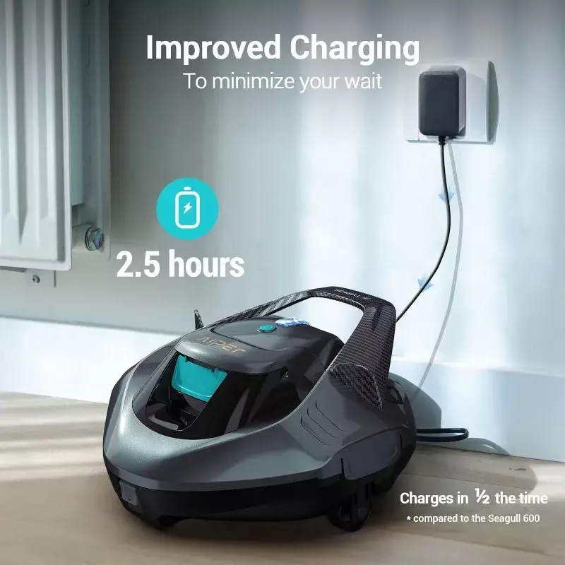 AIPER Seagull SE Cordless Robotic Pool Cleaner, Pool Vacuum Lasts 90 Mins, LED Indicator, Self-Parking, Up to 860 Sq.ft - Gray
