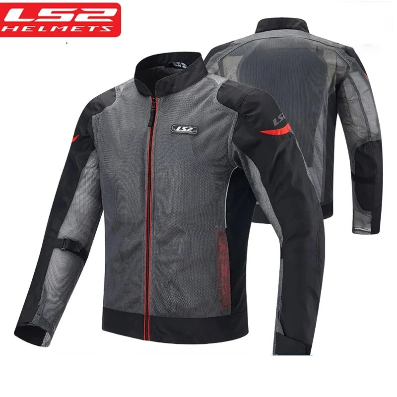 LS2 jaket motor orisinil LS2, jaket pengendara sepeda motor asli, perlengkapan pelindung berkendara bernapas Motocross pria wanita musim semi musim panas