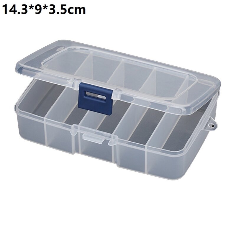 Caja de almacenamiento de tornillos de plástico translúcido, organizador de manualidades, contenedor de piezas pequeñas, caja para equipo de pesca, herramienta de Hardware de cebo, 1 unidad