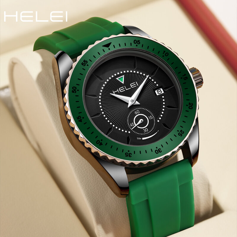 Helei-relógio masculino de quartzo, impermeável, multi-função, simples e confortável, nova série, 2024