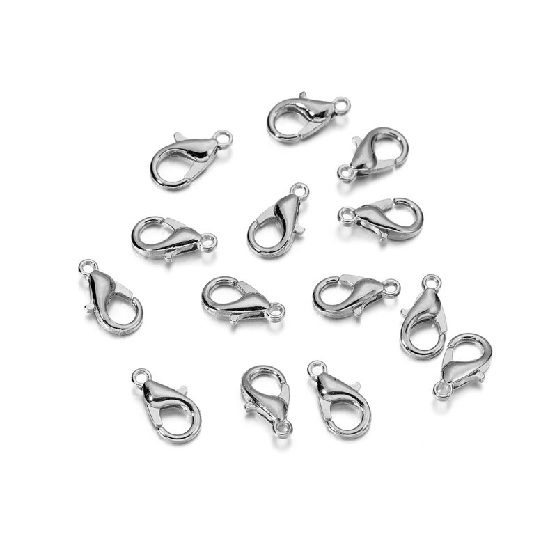 50 pz/lotto risultati di gioielli ganci di chiusura a moschettone in lega per gioielli che fanno collana catena di braccialetti accessori per forniture fai da te