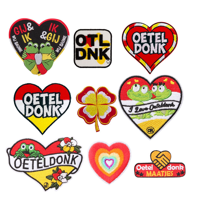 Oeteldonk Embroidered Patches for Clothing Emblem Embroidery Patch on Clothes Frog Carnival for Netherland Ironing Heart Badges