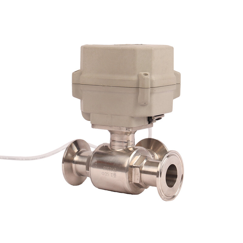 12V 24V DC 3 Wire 3 Way Stainless Steel Mini Smart Electric Motorized Water Control Sanitary Actuator Rotary Ball Valve