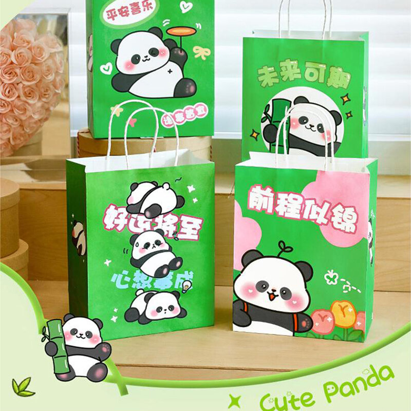 กระเป๋า kado Panda การ์ตูนน่ารักสำหรับนักเรียนถุงกระดาษที่ดูสูงกระเป๋าบรรจุภัณฑ์ของขวัญกระเป๋าถือที่สร้างแรงบันดาลใจในวันของเด็ก