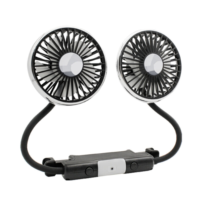 1pc Dual Head Car Clip Fan For Front/Rear SEAT Three Gears Adjustment  Home Automotive Blower Tools Accessories