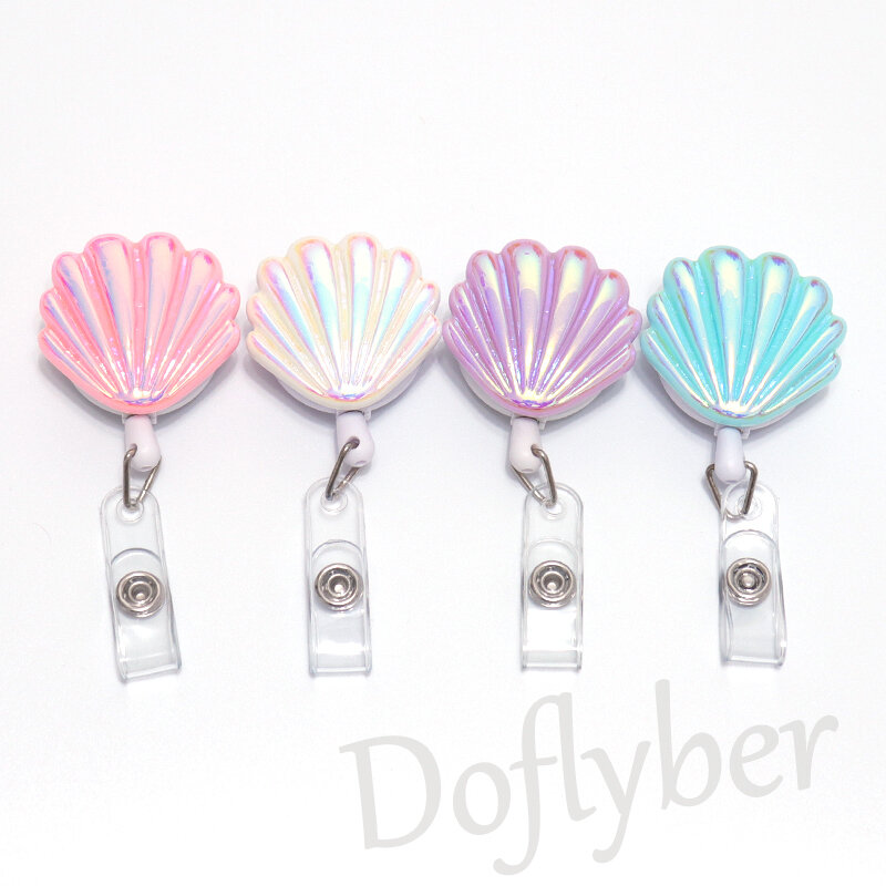 1 pz Fashion Pull Badge infermiera Cute Shell Flowers nome Badge Reel Clip Badge Holder Doctor School Student Office ID Card Clip
