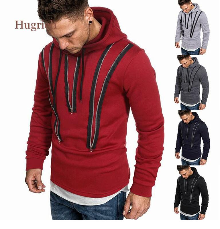 20212 Jaket Hoody Musim Gugur Musim Dingin Baru Pria Hoodie Hip Hop Slim Fit Bertudung Kaus Mantel Pria dengan Ritsleting Streetwear