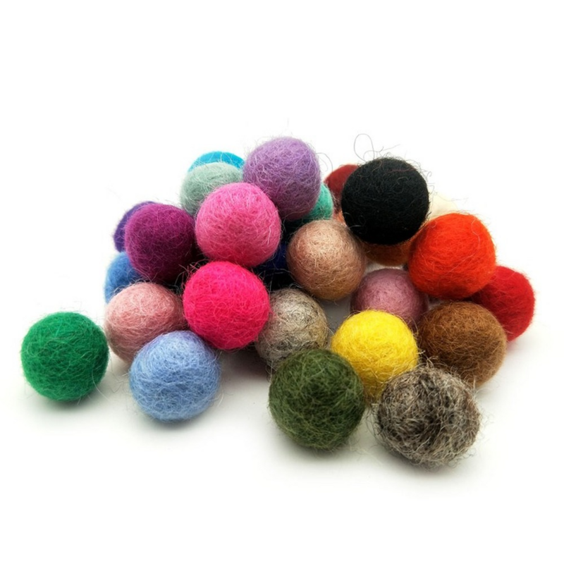 Bolas redondas de fieltro de lana, pompones de colores mezclados, venta al por mayor, 26 colores, 1,0 cm/1,2 cm/1,5 cm/2cm/3cm, 50 unids/lote