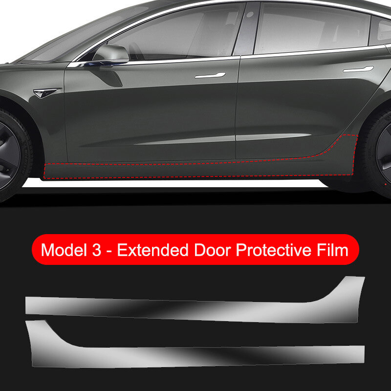 Película protectora para puerta delantera Y trasera de Tesla Model3/Y, 2017-2024, ropa de coche Invisible, decoración de película de TPU, accesorios especiales