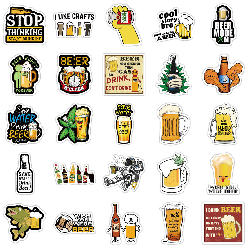Autocollants de bière «oktoberfiesta» pour enfants, étiquette autocollante, drôle, Cool, pour guitare, ordinateur portable, Skateboard, bagages, voiture, étanche, Graffiti, 50 pièces