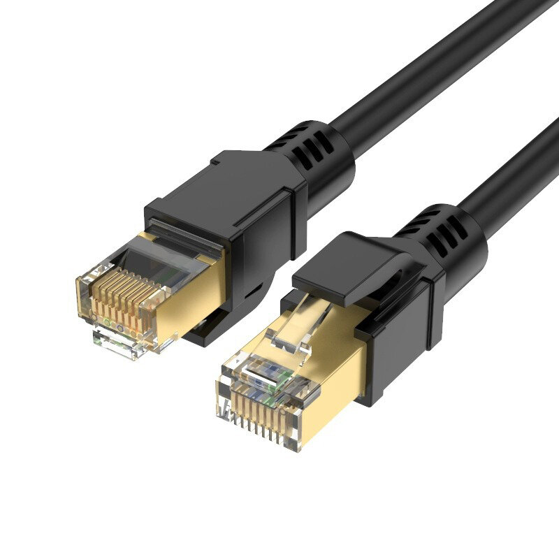 Cat 8 kabel Ethernet tembaga murni kabel berpelindung ganda kabel Ethernet kecepatan tinggi 40Gbps 2000Mhz RJ45 konektor LAN kabel S/FTP