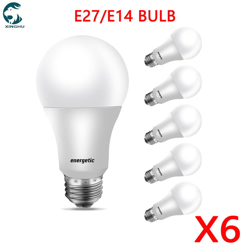 Ampoule LED E27 E14, 6 pièces/lot, 3W 6W 9W 12W 15W 18W 20W, puissance réelle, AC 220V, projecteur