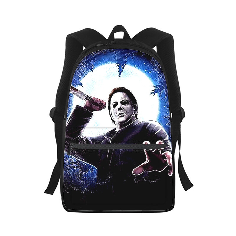 Mochila de Halloween Michael Myers para hombre y mujer, morral de la película de terror, 3D, bolso escolar para estudiantes, mochila para ordenador portátil, bolso de hombro de viaje para niños