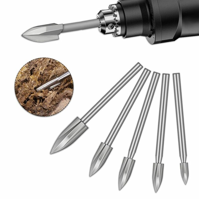 5 pz intaglio del legno incisione accessori per trapano Bit Fitment per utensili rotanti 3mm Shank lavorazione del legno scalpello inserto Cutter Root Tool