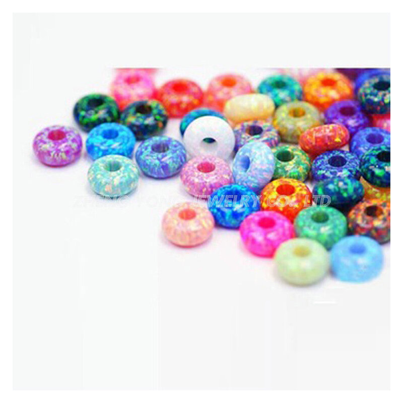 Bijoux en pierres précieuses en forme de rondelle, opale, perles de 92 couleurs, trou de perçage pour bague de direction, 8mm
