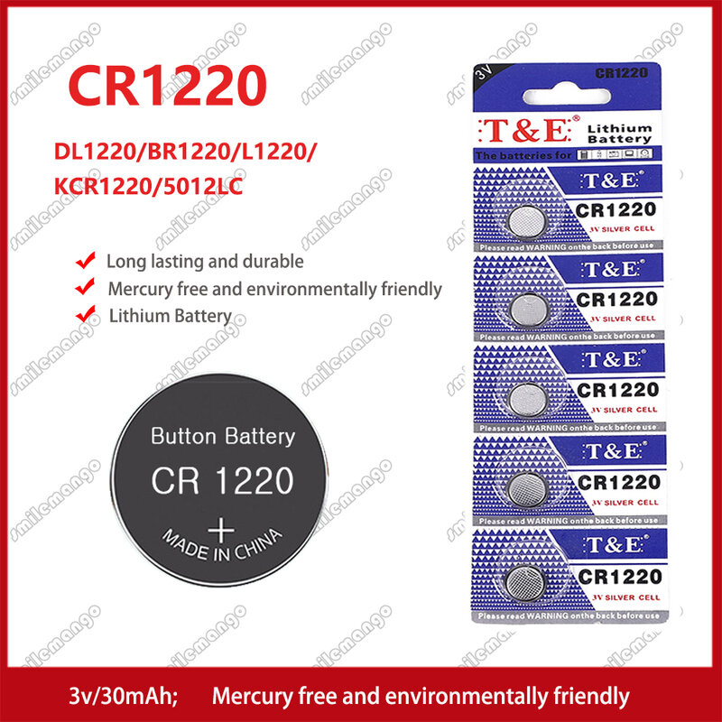 2ชิ้น-50ชิ้นแบตเตอรี่ลิเธียม CR1220 3V BR1220 LM1220 DL1220 CR 1220 L04 5012LC เหรียญเซลล์นาฬิกาแบตเตอรี่สำหรับของเล่นระยะไกล