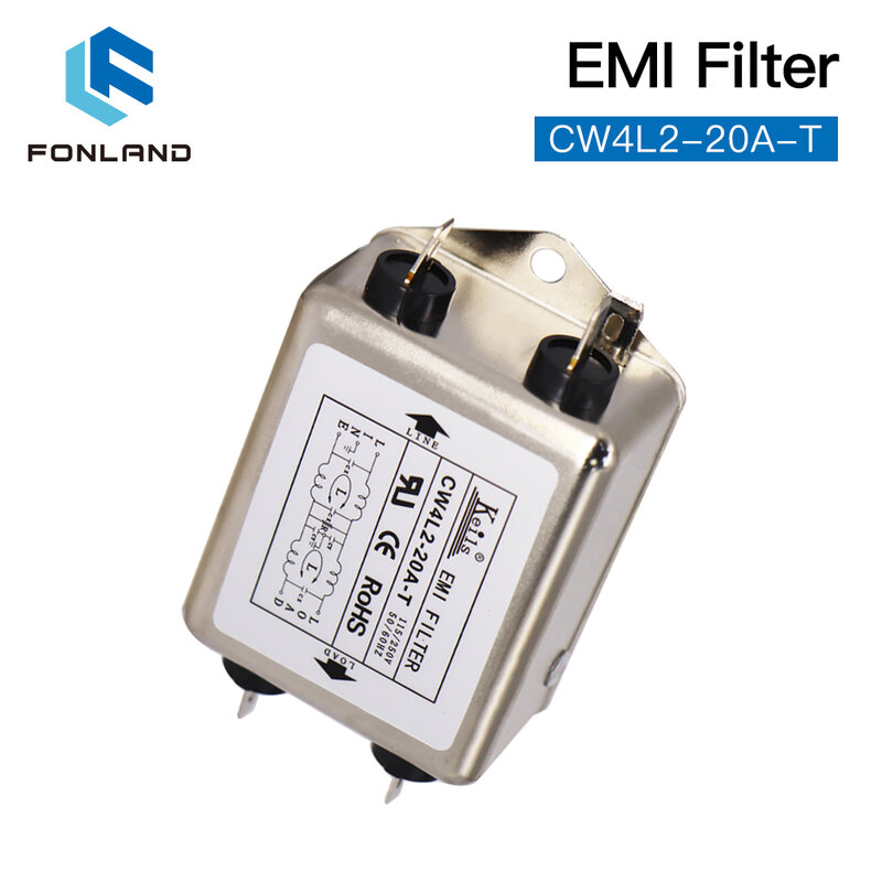 FONLAND – filtre EMI CW4L2-10A-T / CW4L2-20A-T monophasé AC 115V / 250V 20A 50/60HZ pour Machine à graver au Laser Co2