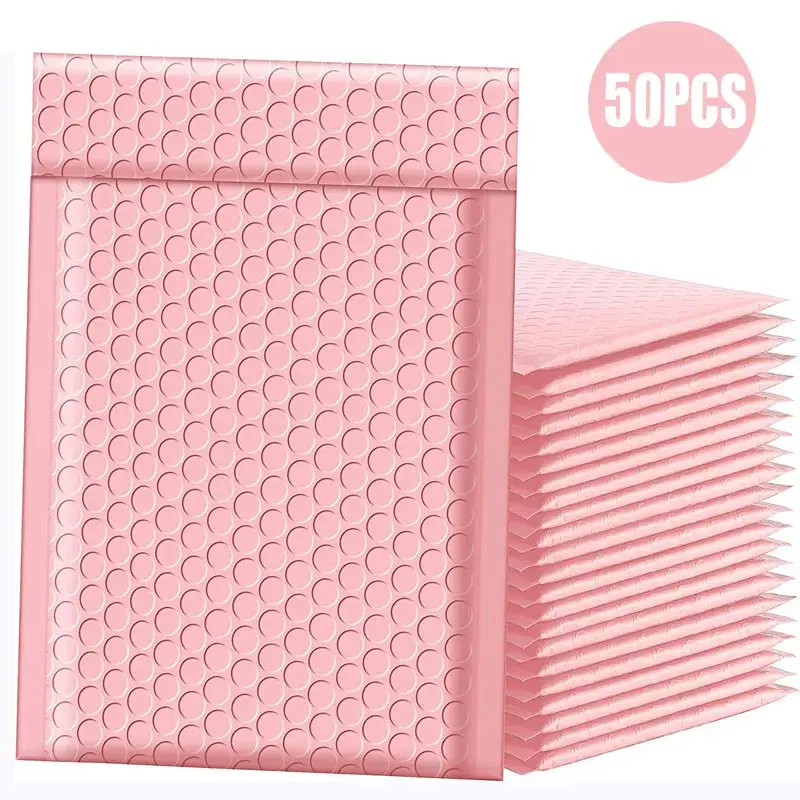 Package Pack To Pink Envelope Bubble Packaging Small Supplies Bags Products Business Shipping Mailer Delivery 50pcs Mailers