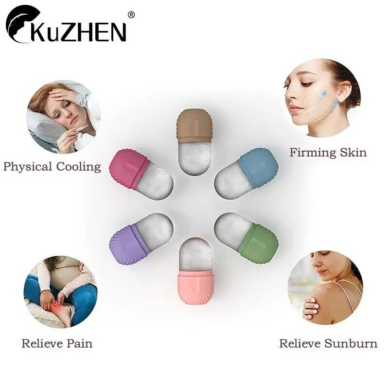 Facial Ice Cube Mold Silicone Freezing Beauty Swelling Face Massager Moisturizing Washable Oven Icing Mould