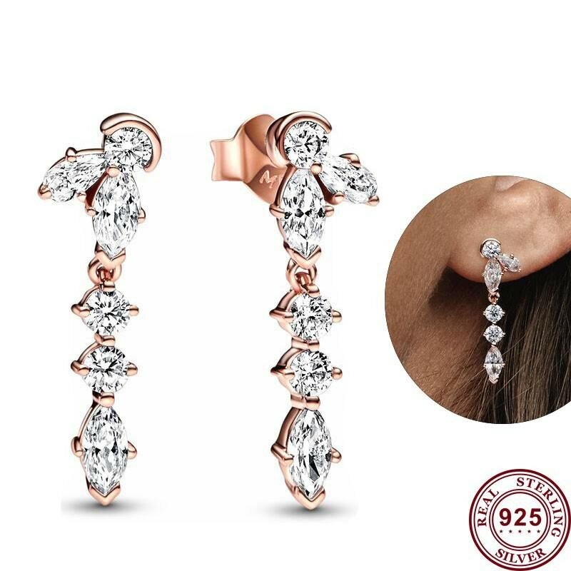 Hot Selling 925 Sterling Silver Sparkling Snow Flower Exquisite Daisy Original Women's Flower Logo Earrings DIY Charm Jewelry
