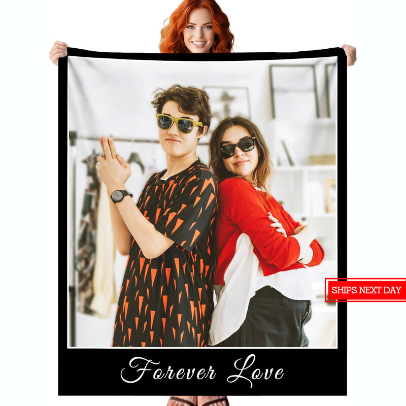 Customized Blanket Photo Valentine's Day Birthday Personalized Picture Blanket Customized Valentine's Day Gift.